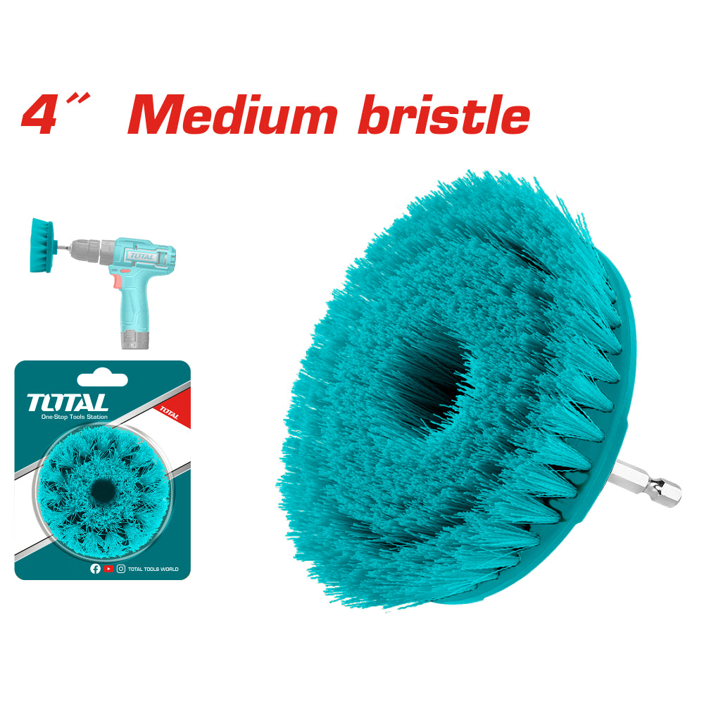 Четка за почистване TOTAL INDUSTRIAL, medium, HEX, 4"