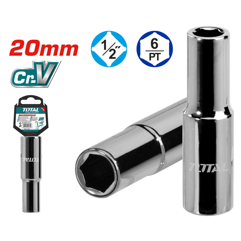 Вложка шестостенна, дълга TOTAL INDUSTRIAL, 1/2", SW 20 мм