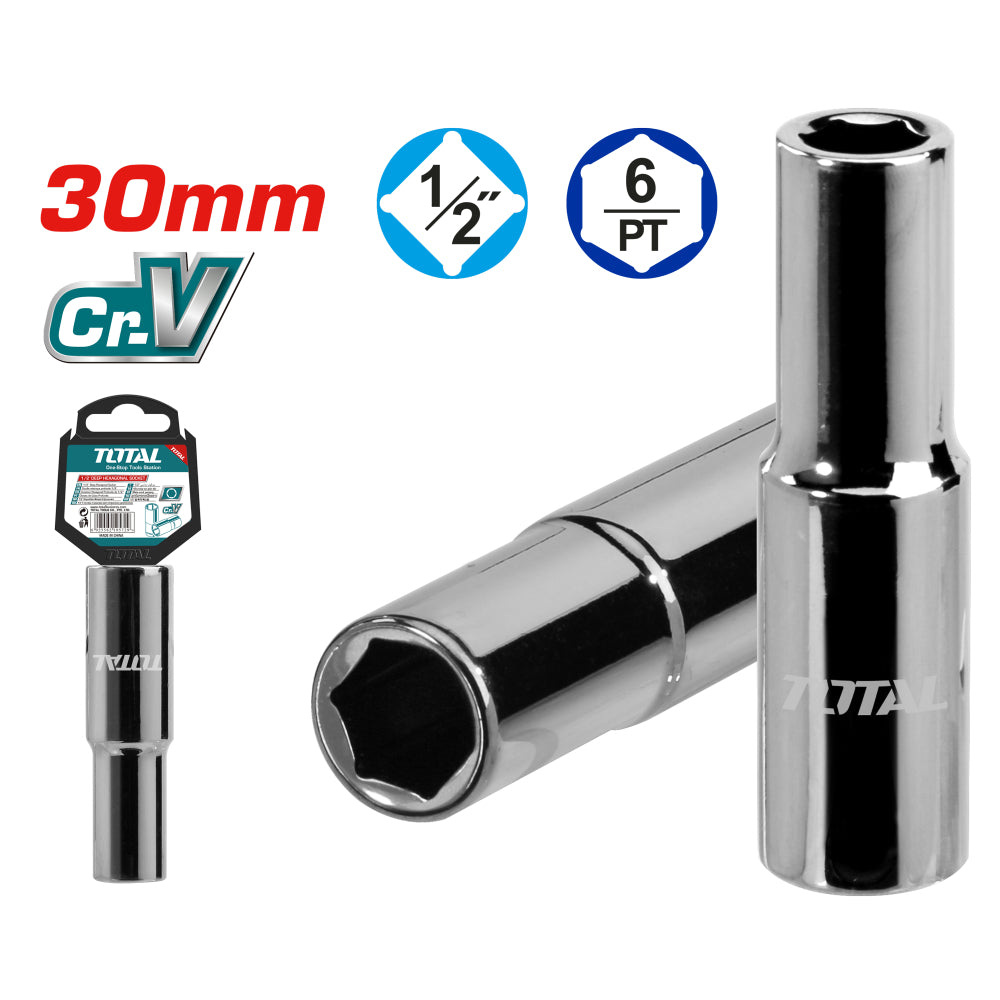 Вложка шестостенна, дълга TOTAL INDUSTRIAL, 1/2", SW 30 мм