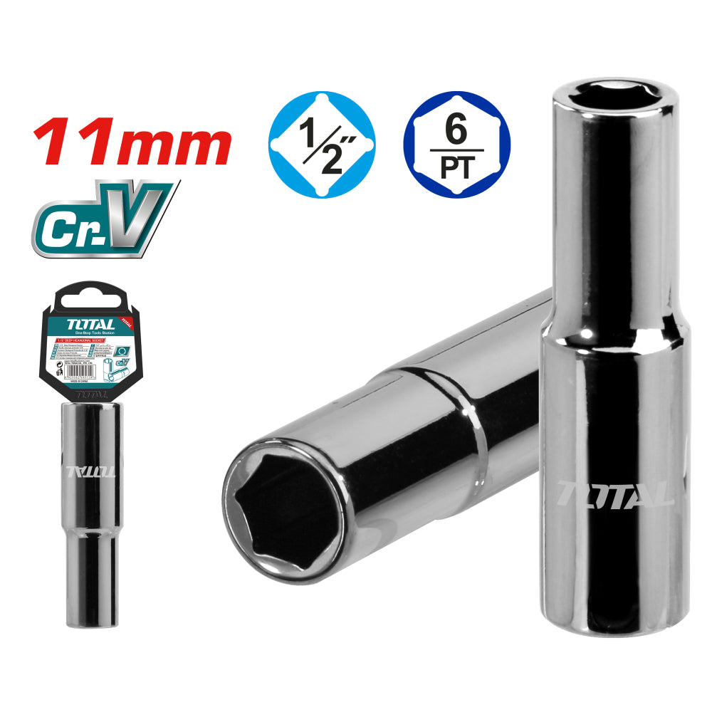 Вложка шестостенна, дълга TOTAL INDUSTRIAL, 1/2", SW 11 мм