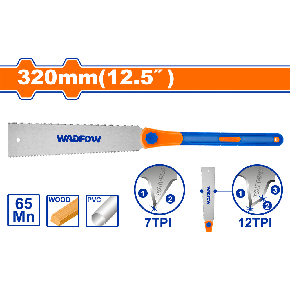 Двустранен трион WADFOW, 7 TPI / 12 TPI, 320 мм