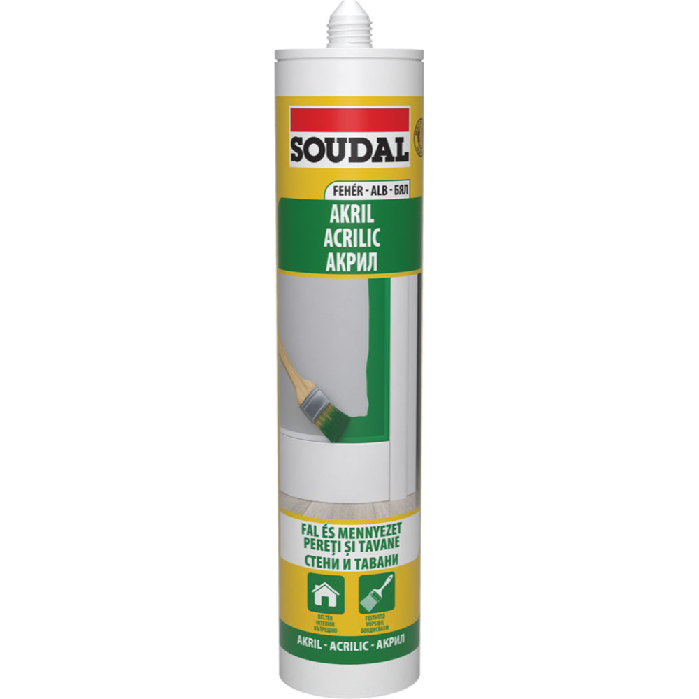 Акрилен уплътнител SOUDAL, 280 ml, бял