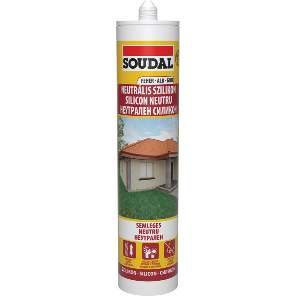 Неутрален силикон SOUDAL, 280 ml, бял