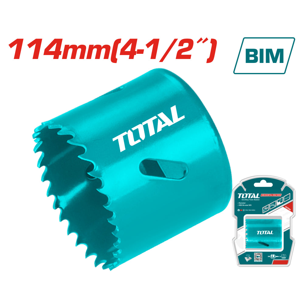 Цилиндрична ножовка TOTAL, Bi-metal, HSS, Ф 114 мм