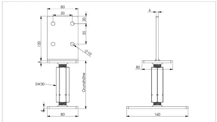 Основен трегер за греда T-TTDS,gvZn,80x120x80x100