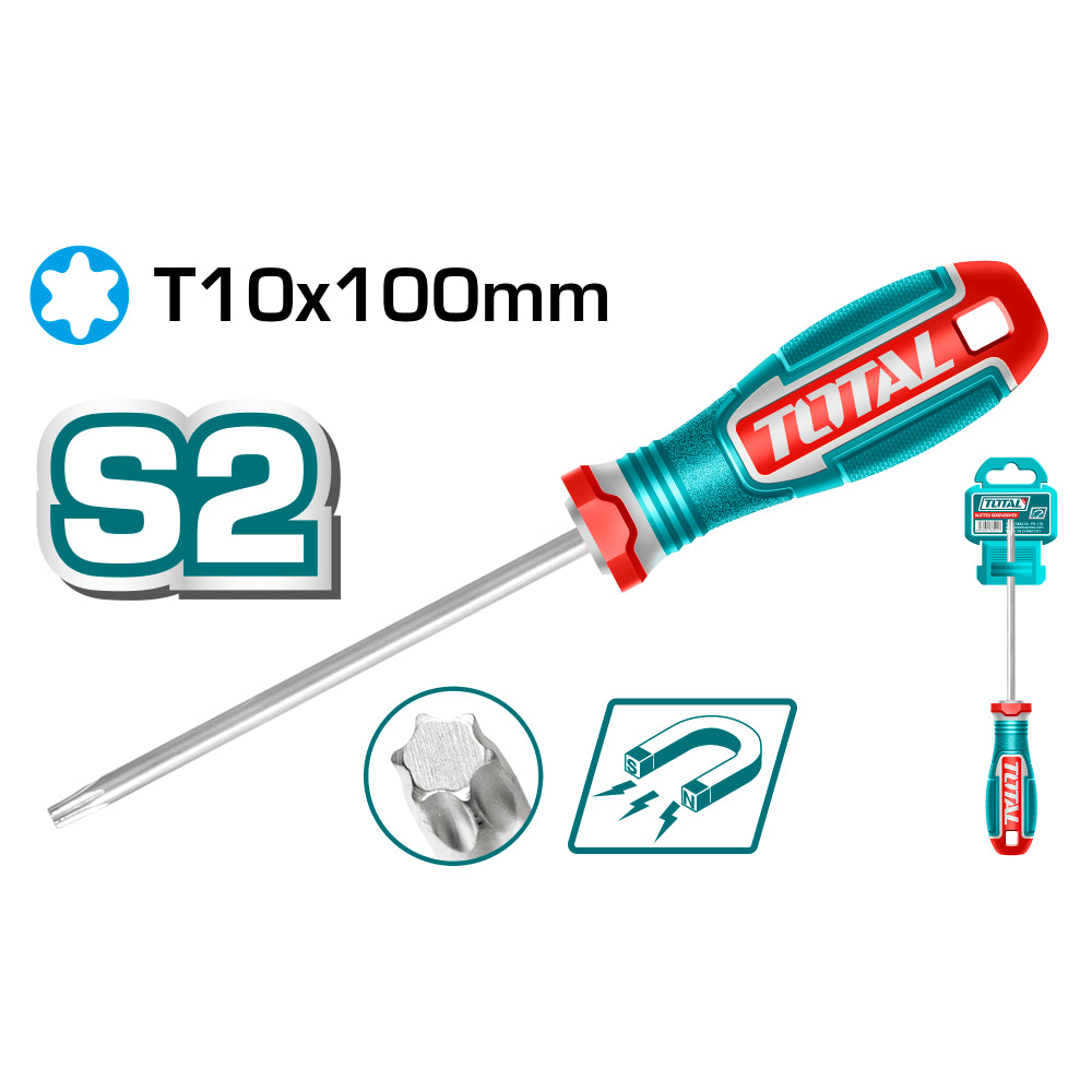 Отвертка TORX, намагнетизирана с държач TOTAL INDUSTRIAL, T10 x 100 мм