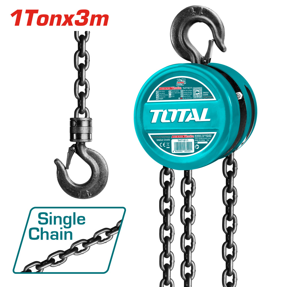 Ръчна лебедка с верига TOTAL, 1000 кг, 3 м