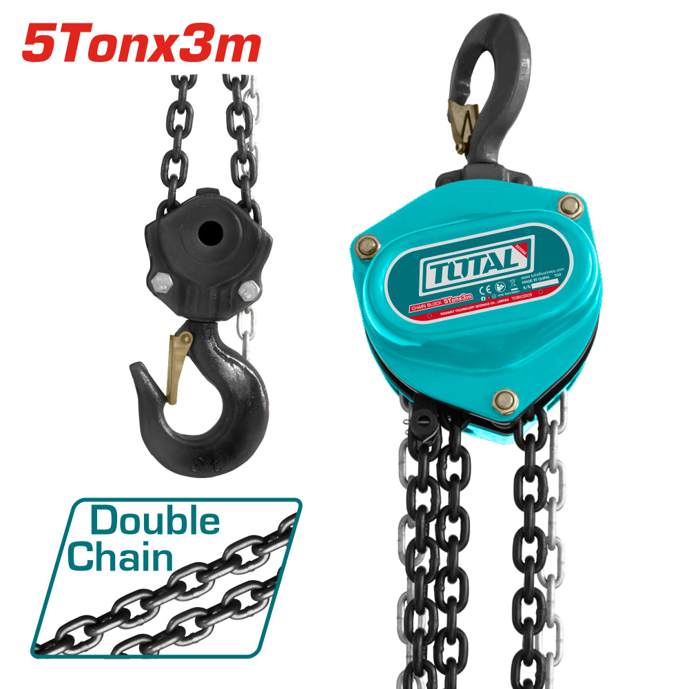 Ръчна лебедка с верига TOTAL INDUSTRIAL, 5000 кг, 3 м
