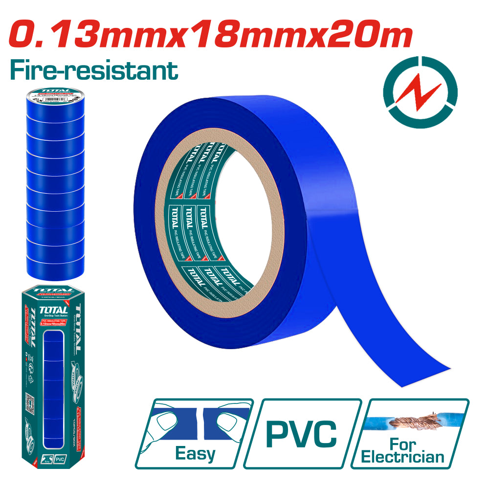 Самозалепваща PVC лента TOTAL, 18 мм x 20 м, синя