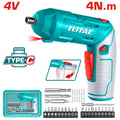 Акумулаторна отвертка TOTAL, 1/4", 4 V, 4 Nm + аксесоари