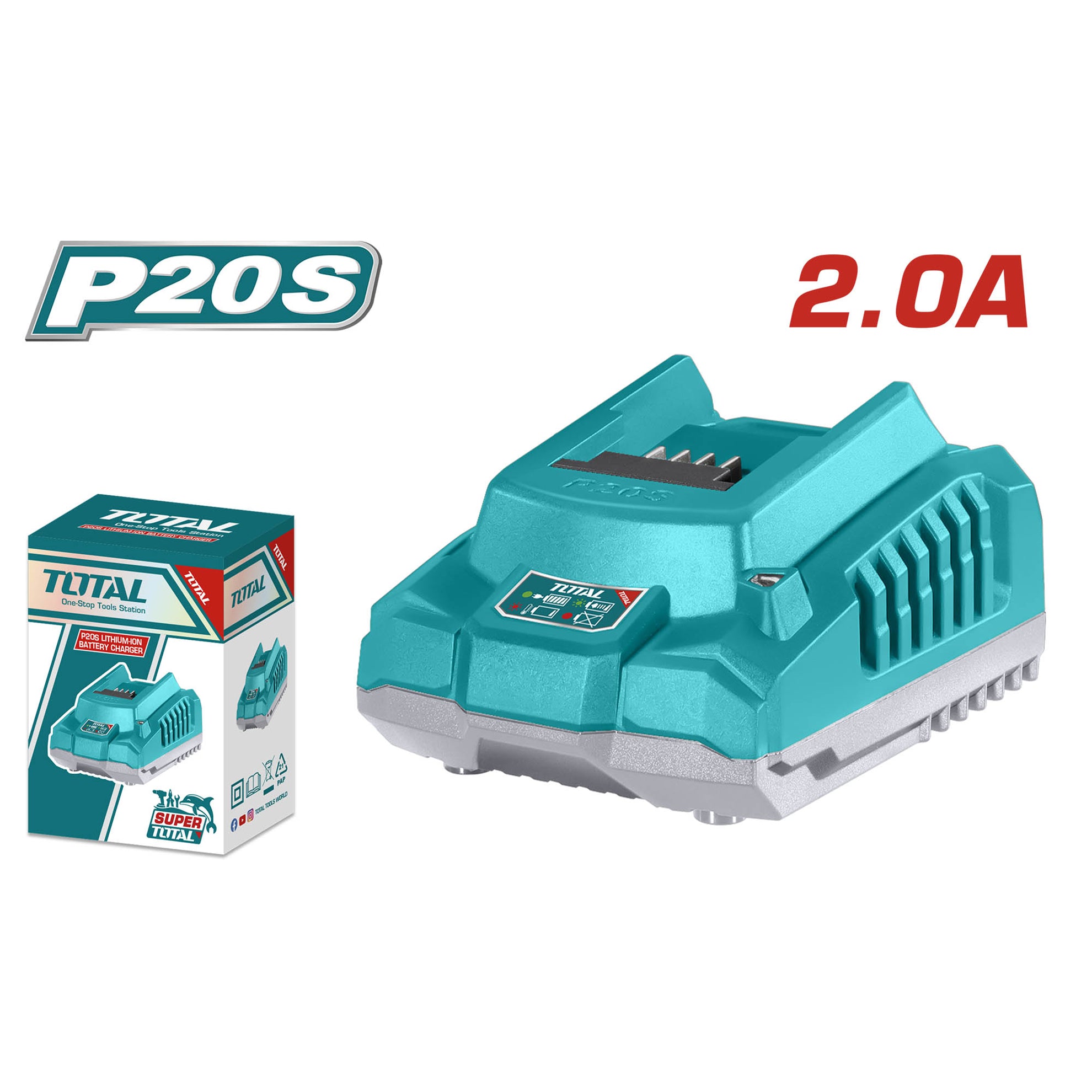 Зарядно устройство за Li-Ion батерии TOTAL Industrial, 20 V, 2 А TL IND TFCLI2001E