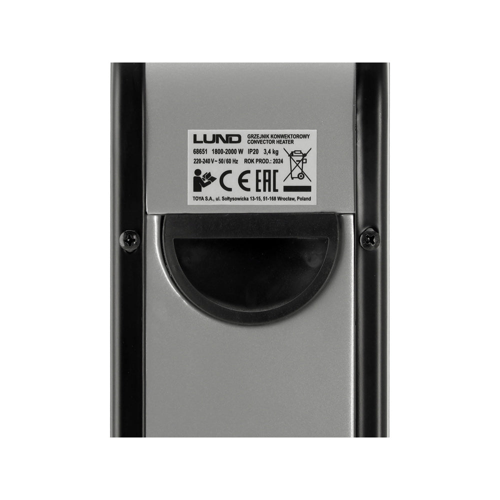 Конвектор с вентилатор LUND, 2000 W, черен