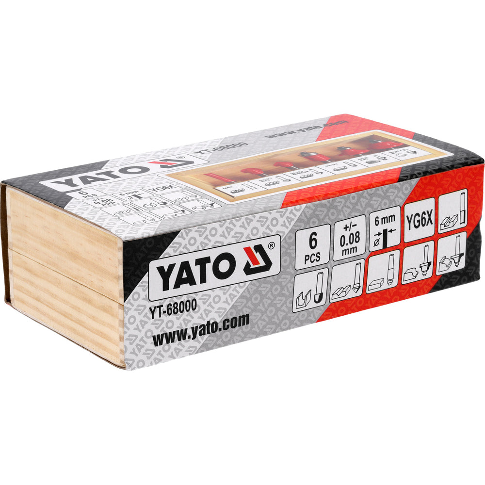 Комплект фрези за оберфреза YATO, опашка 6 мм, 6 части
