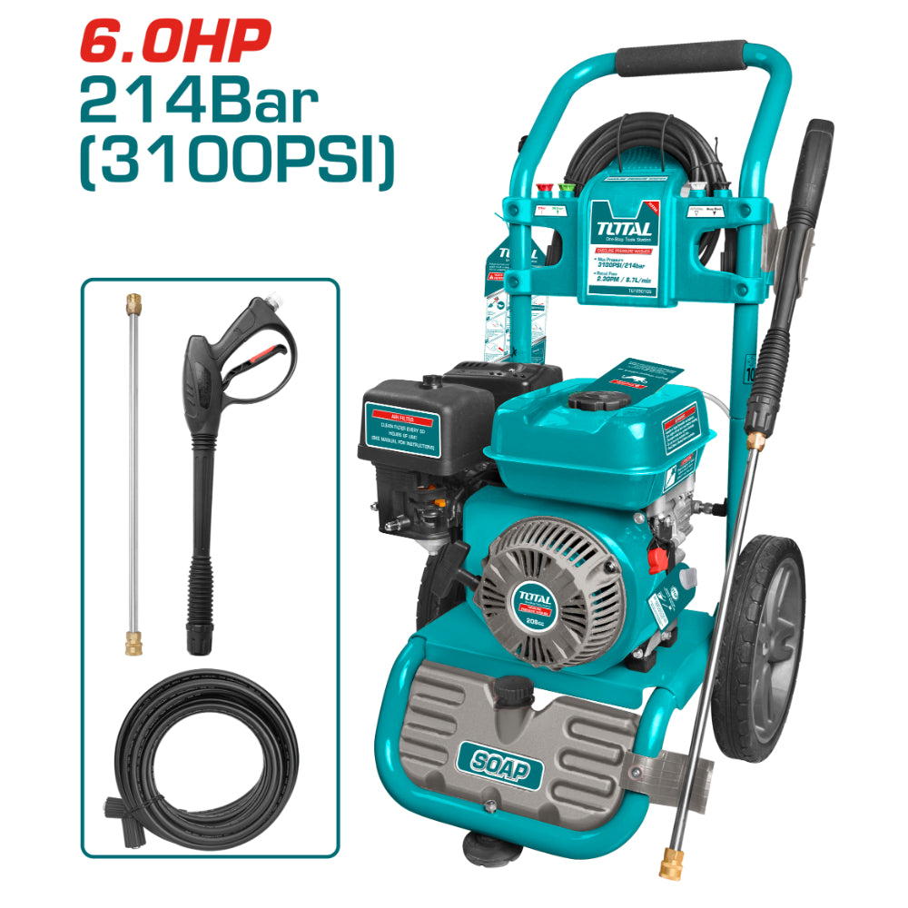 Бензинова водоструйка TOTAL INDUSTRIAL, 6 к.с., 214 bar, 522 L/h