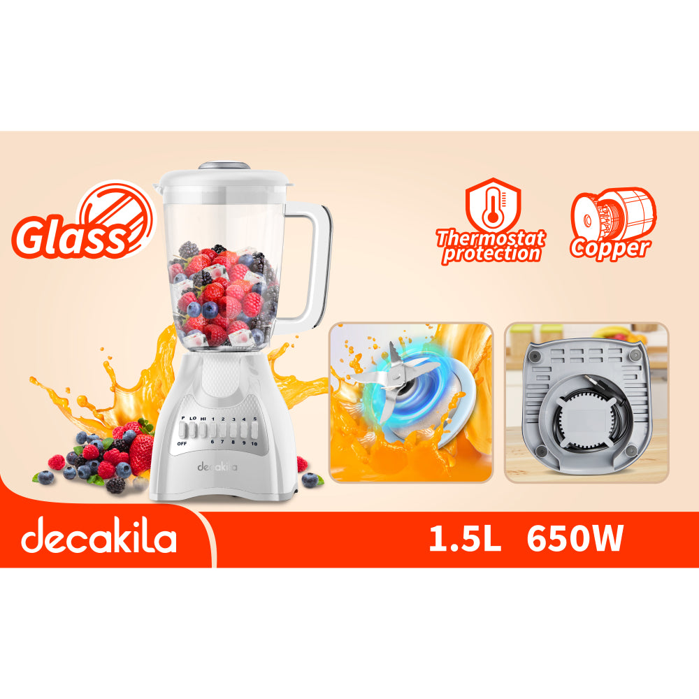 Блендер DECAKILA, 10 скорости, 650 W, 1.5 L, бял