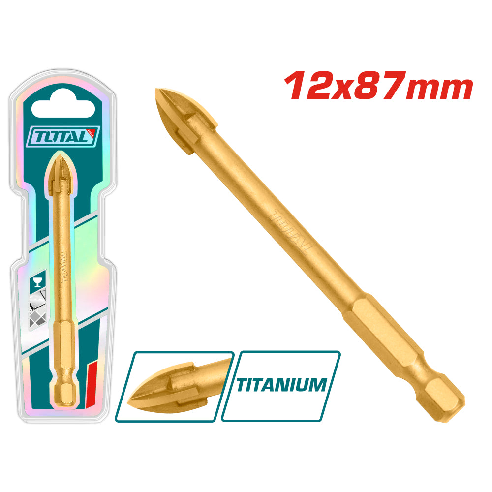 Свредло за стъкло и плочки TOTAL INDUSTRIAL, HEX, Ø 12 x 87 мм