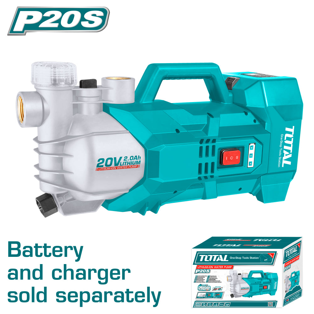 Акумулаторна помпа за вода TOTAL, 20 V, 180 W, 47 L/min