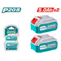 Комплект акумулаторни батерии TOTAL INDUSTRIAL, Li-Ion, 20 V, 5 Ah, 2 броя