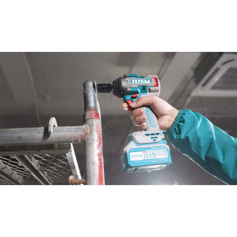 Акумулаторен ударен безчетков гайковерт TOTAL INDUSTRIAL, 1/2", 20 V, 500 Nm, без батерия
