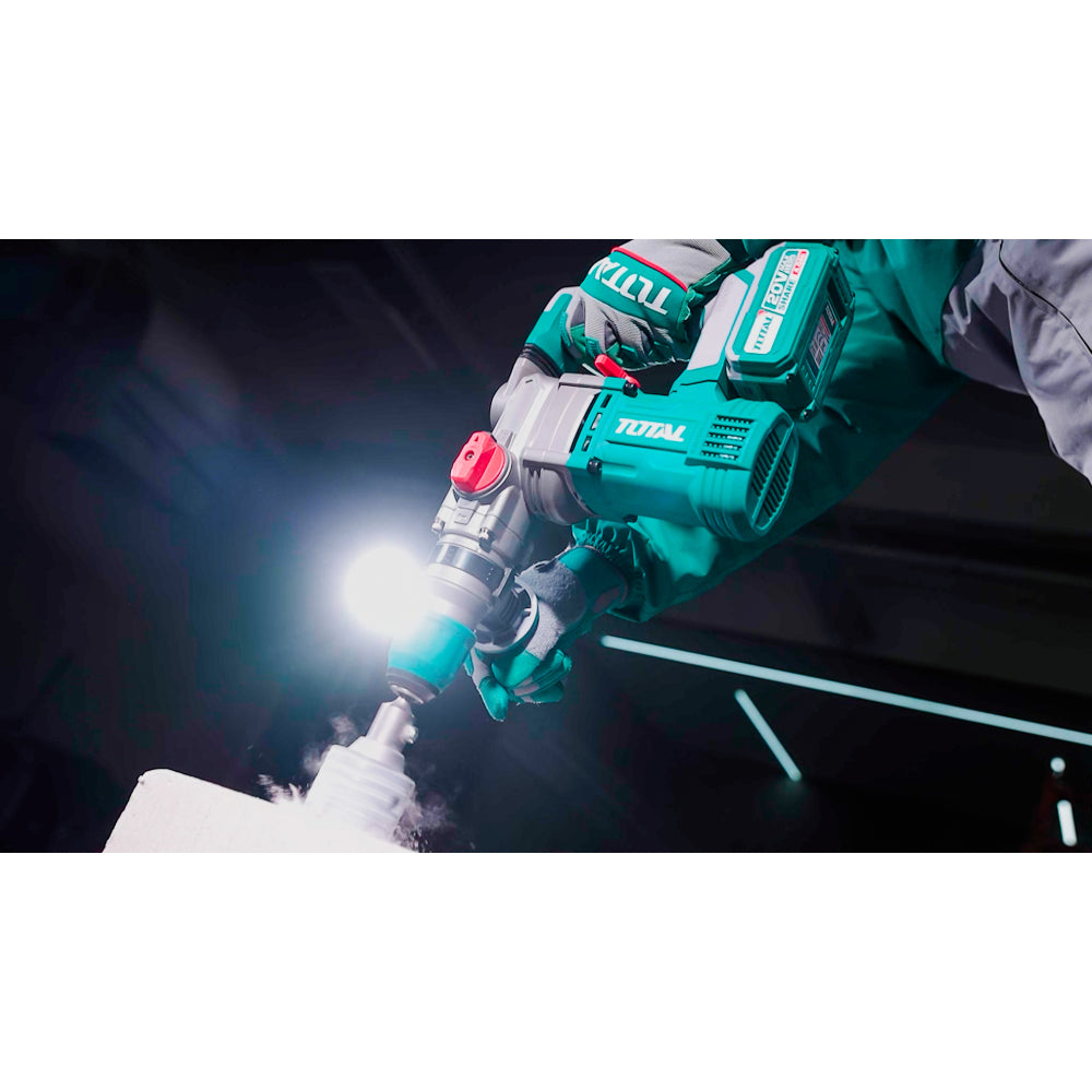 Акумулаторен безчетков перфоратор TOTAL INDUSTRIAL, SDS+, 4.5 J, 20 V, 2 x 4 Ah