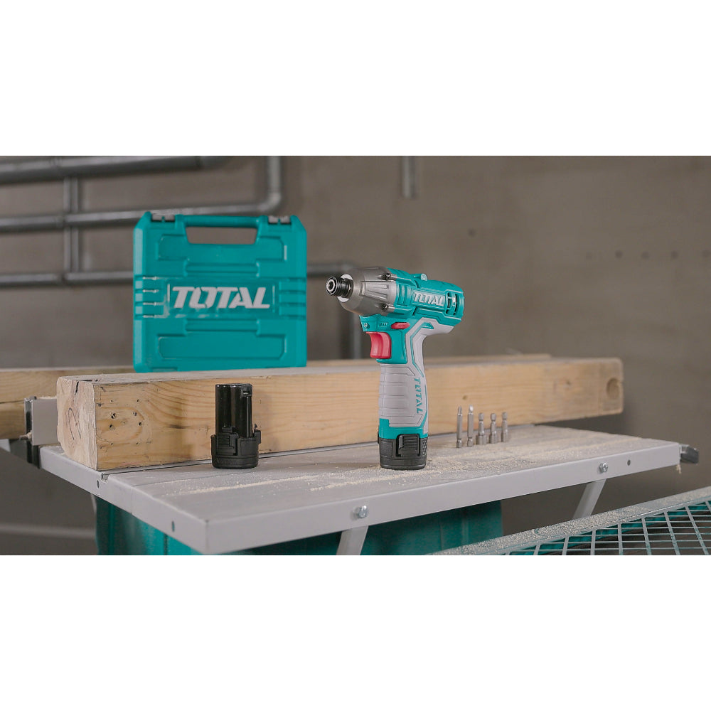 Акумулаторен ударен винтоверт TOTAL, 12 V, USB-C, 100 Nm, 2 x 1.5 Ah