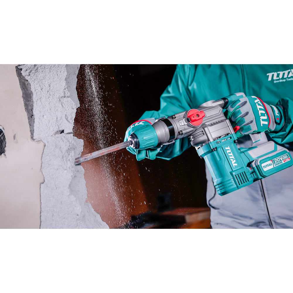 Акумулаторен безчетков перфоратор TOTAL INDUSTRIAL, SDS+, 4.5 J, 20 V, 2 x 4 Ah