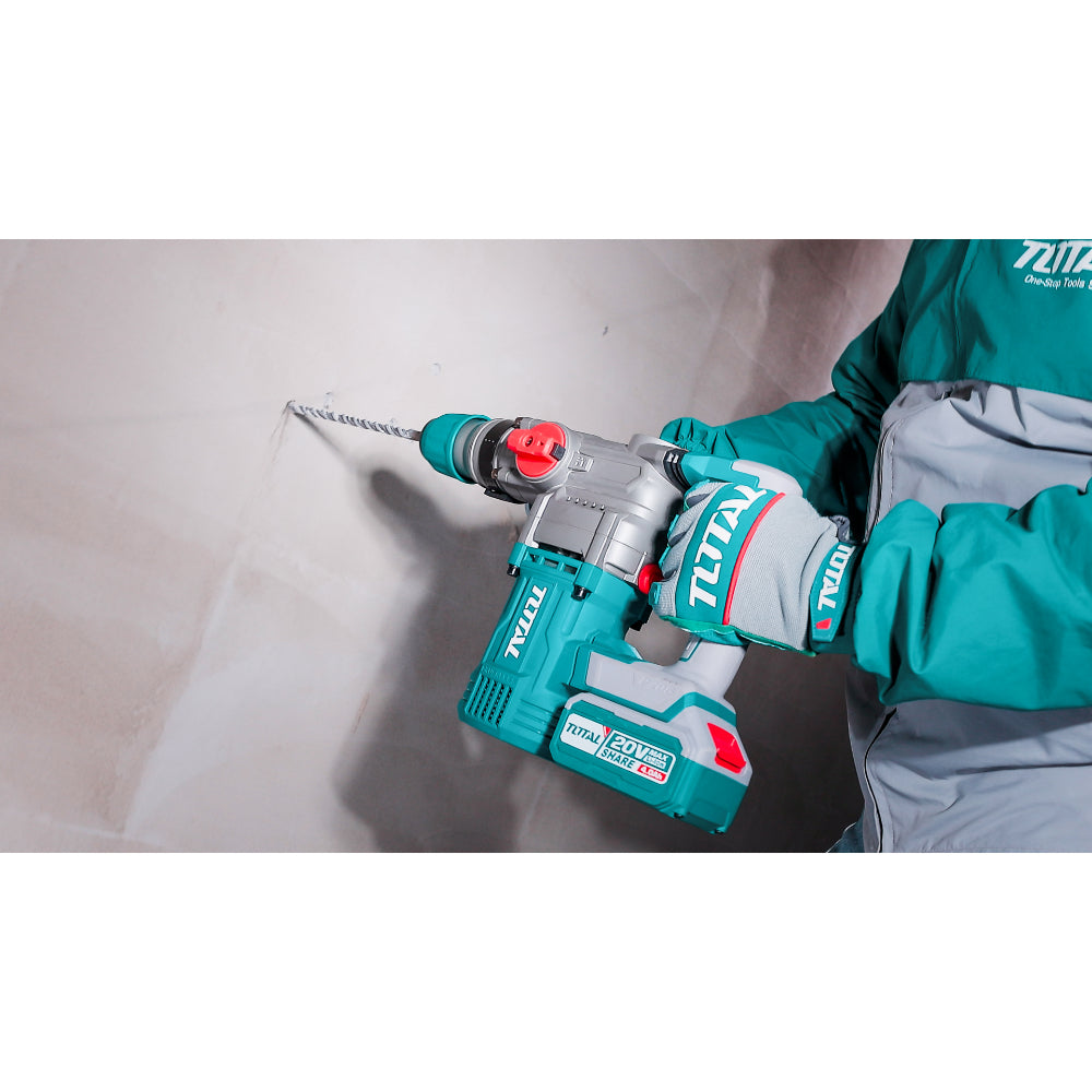 Акумулаторен безчетков перфоратор TOTAL INDUSTRIAL, SDS+, 4.5 J, 20 V, 2 x 4 Ah