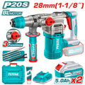 Акумулаторен безчетков перфоратор TOTAL INDUSTRIAL, SDS+, 4.5 J, 20 V, 2 x 5 Ah