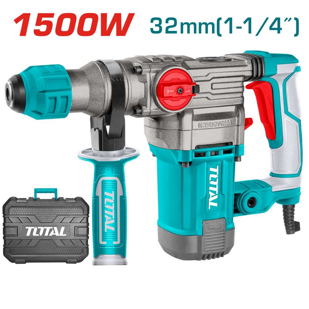 Електрически перфоратор TOTAL INDUSTRIAL, 1500 W, SDS+, куфар