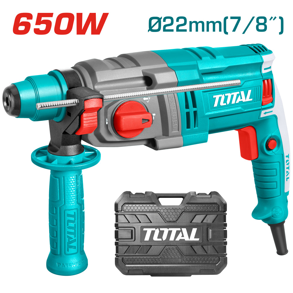 Електрически перфоратор TOTAL, куфар, SDS+, 650 W