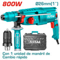 Електрически перфоратор с допълнителен патронник TOTAL, куфар, SDS+, 800 W
