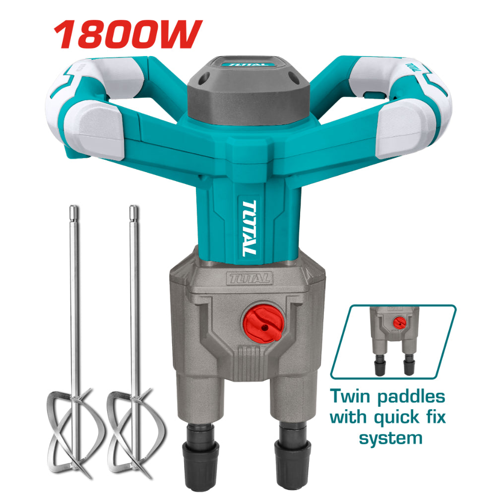 Миксер за строителни смеси, двоен, TOTAL Industrial, 1800 W