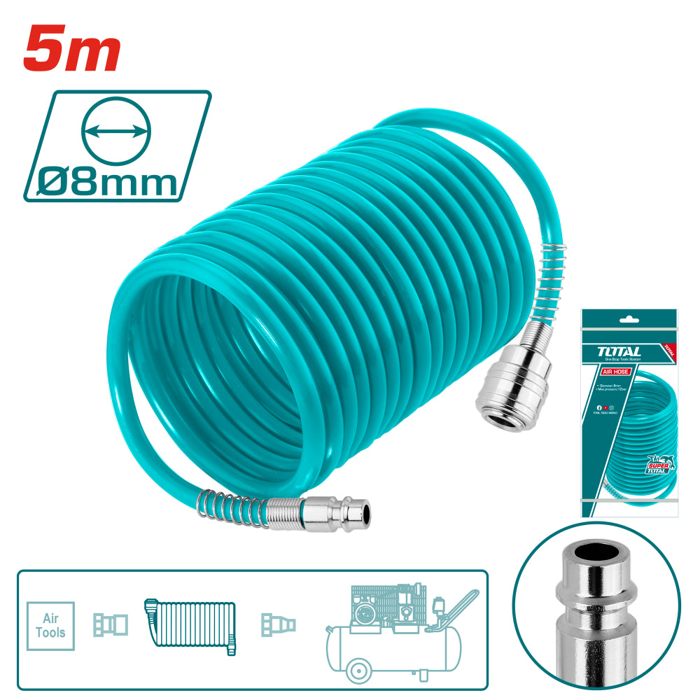 Маркуч за компресор TOTAL, PU, 1/4", 5 х 8 мм, 5 м