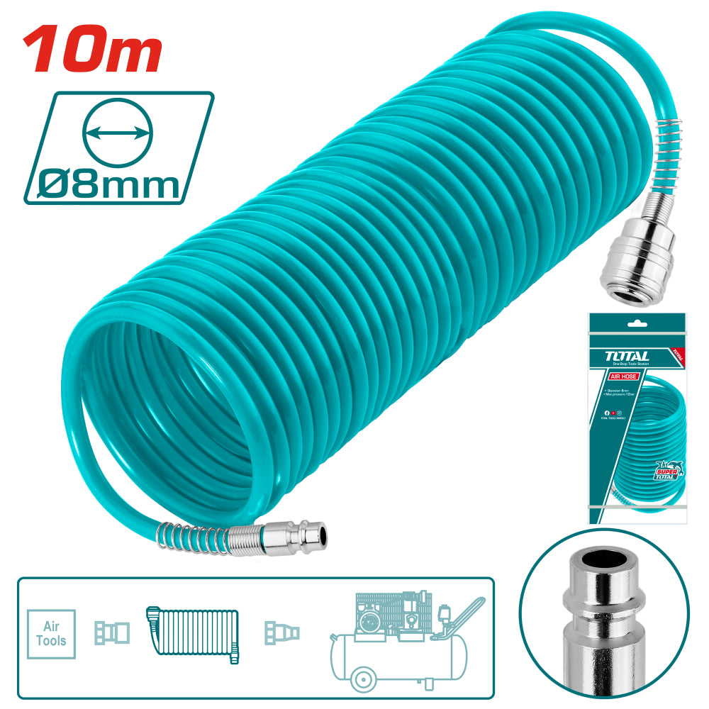 Маркуч за компресор TOTAL, PU, 1/4", 5 х 8 мм, 10 м