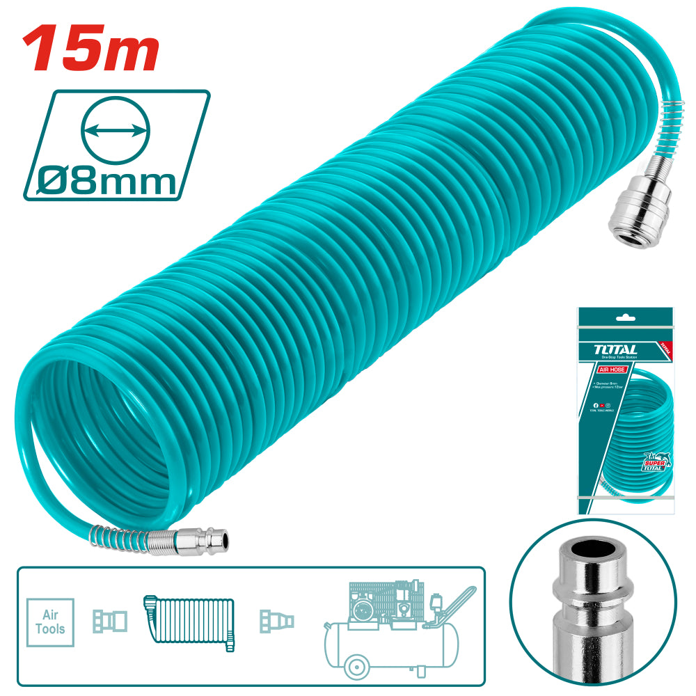 Маркуч за компресор TOTAL, PU, 1/4", 5 х 8 мм, 15 м