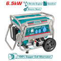 Бензинов генератор с дръжка и колела TOTAL Industrial, 6.5 kW