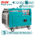 Дизелов безшумен монофазен генератор TOTAL, AVR, 5 kW