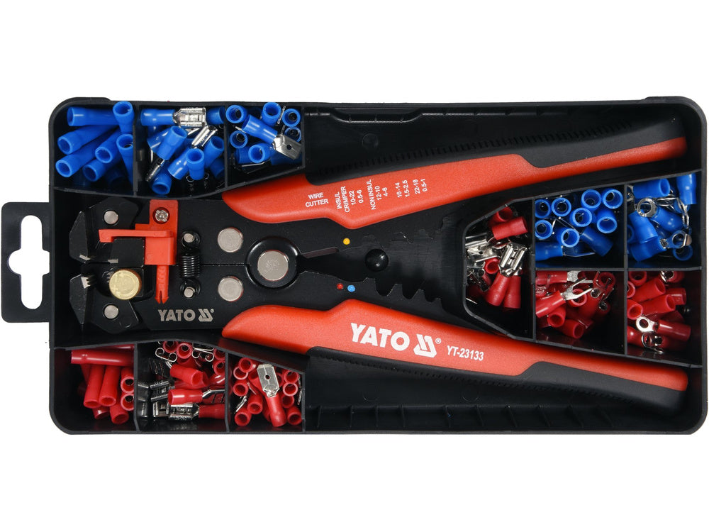 Клещи за рязане, зачистване и кримпване YATO + кабелни обувки 190 бр