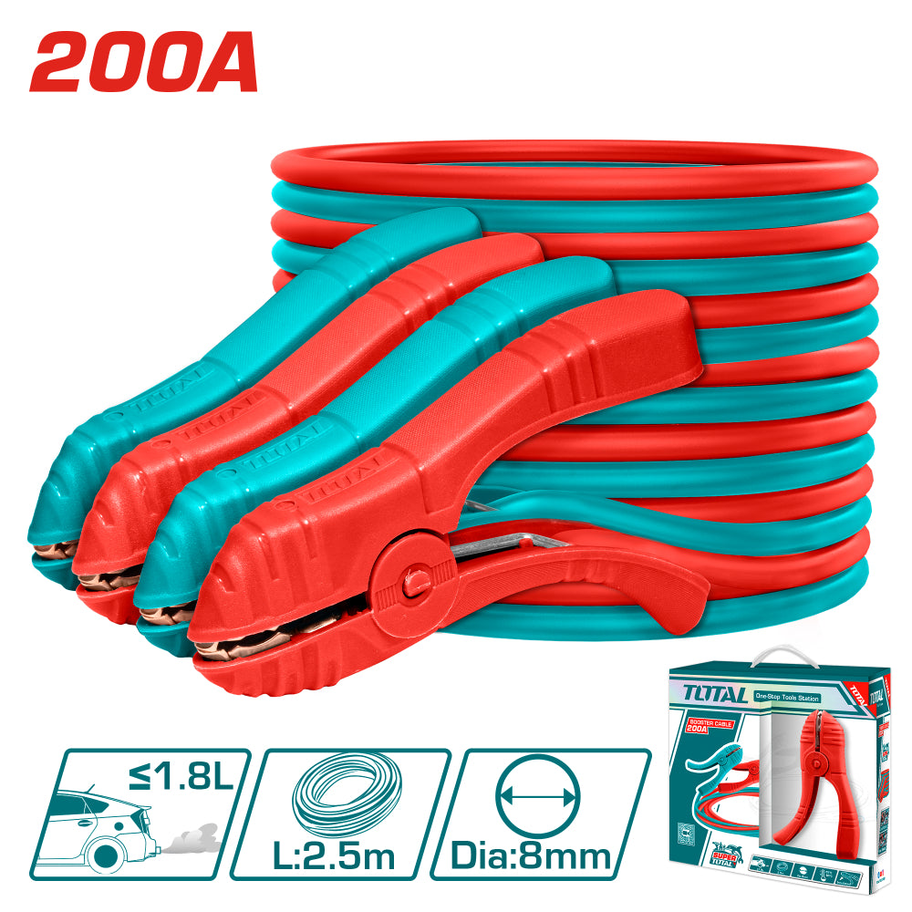 Кабели за стартов ток TOTAL, 200 А, черно - червено