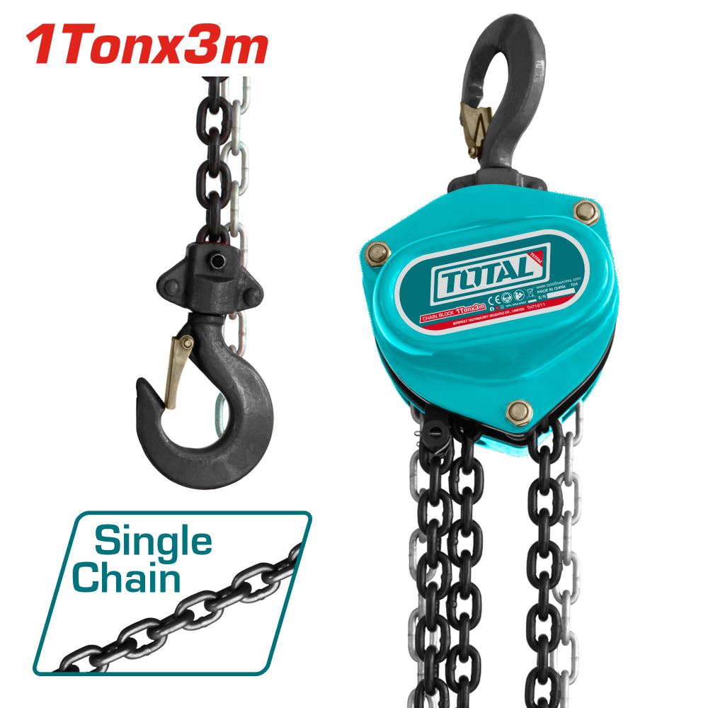 Ръчна лебедка с верига TOTAL Industrial, 1000 кг