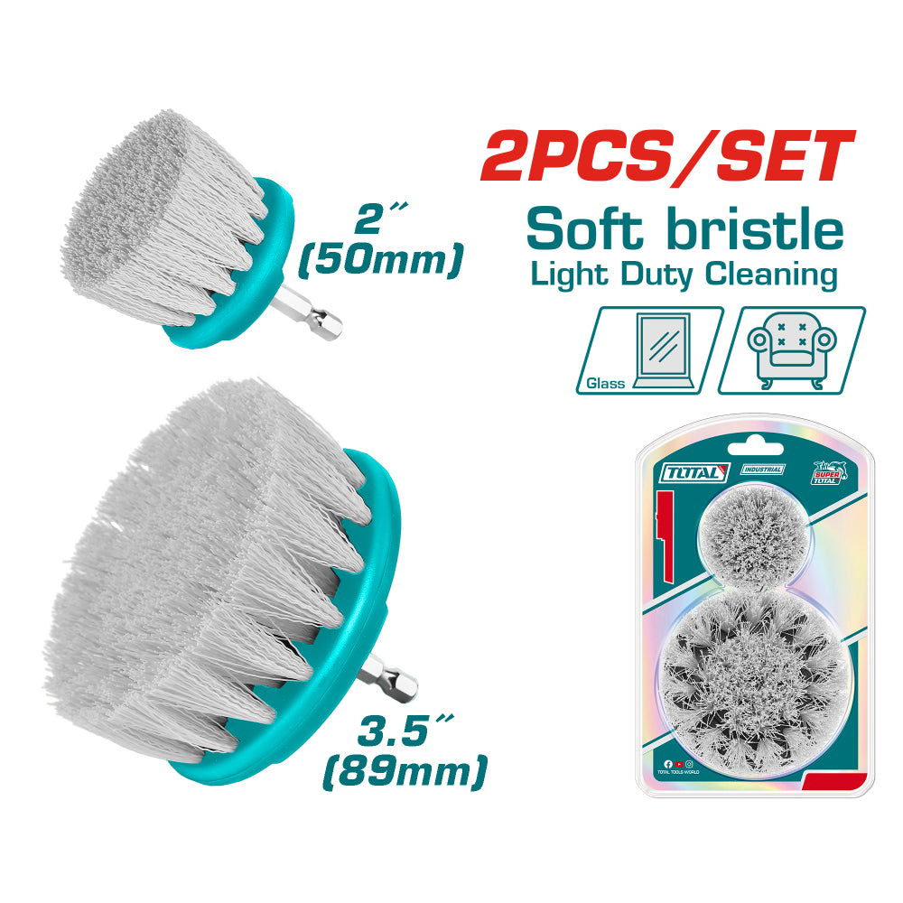Комплект четки за почистване TOTAL INDUSTRIAL, soft, 2", 3.5"