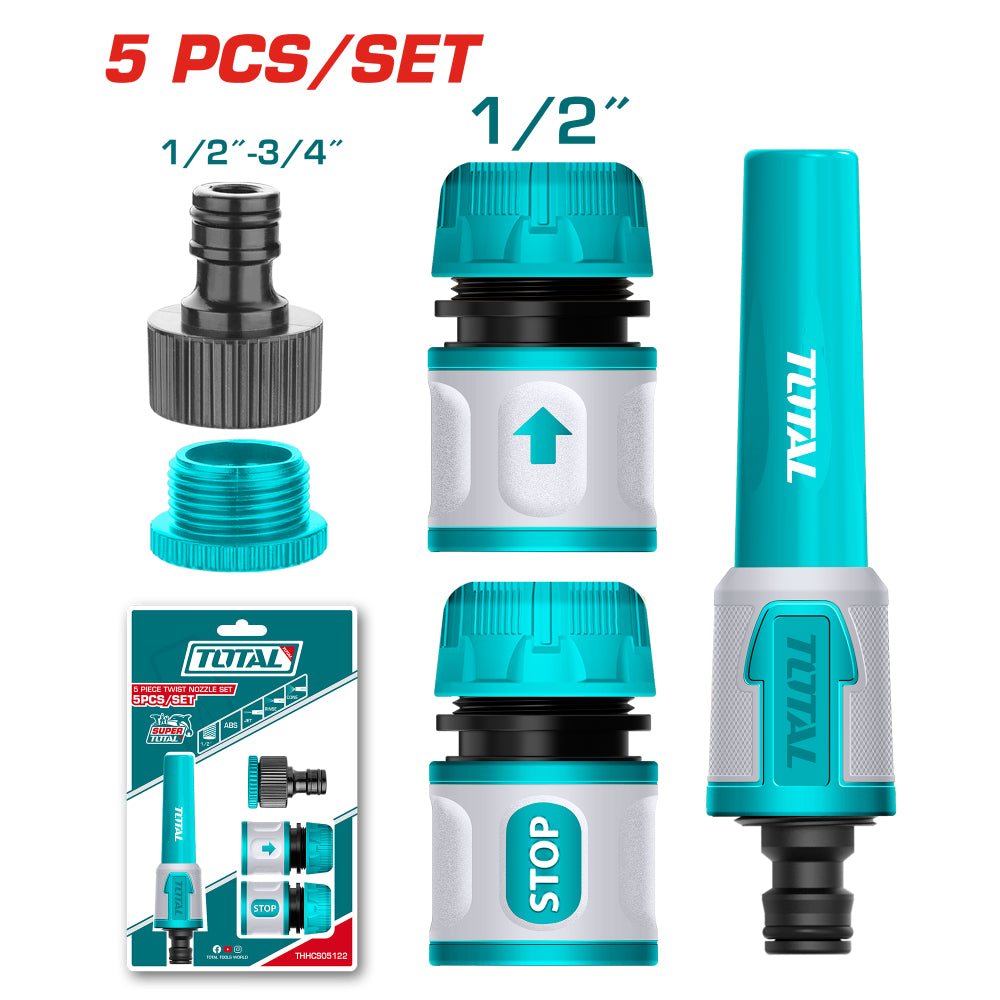 Струйник за поливане с адаптори TOTAL, 1/2", 5 части