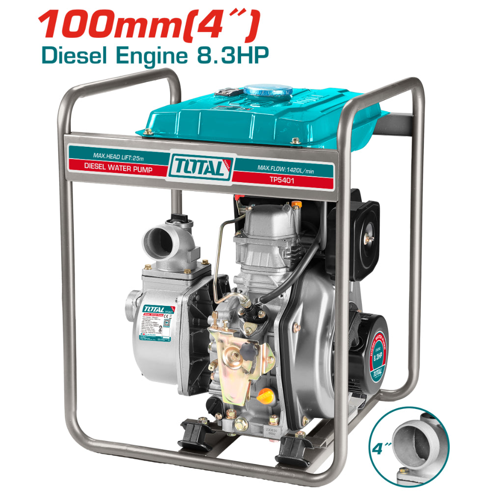 Дизелова моторна помпа TOTAL Industrial, 4", 85 m³/h, 25 м, 6.2 kW