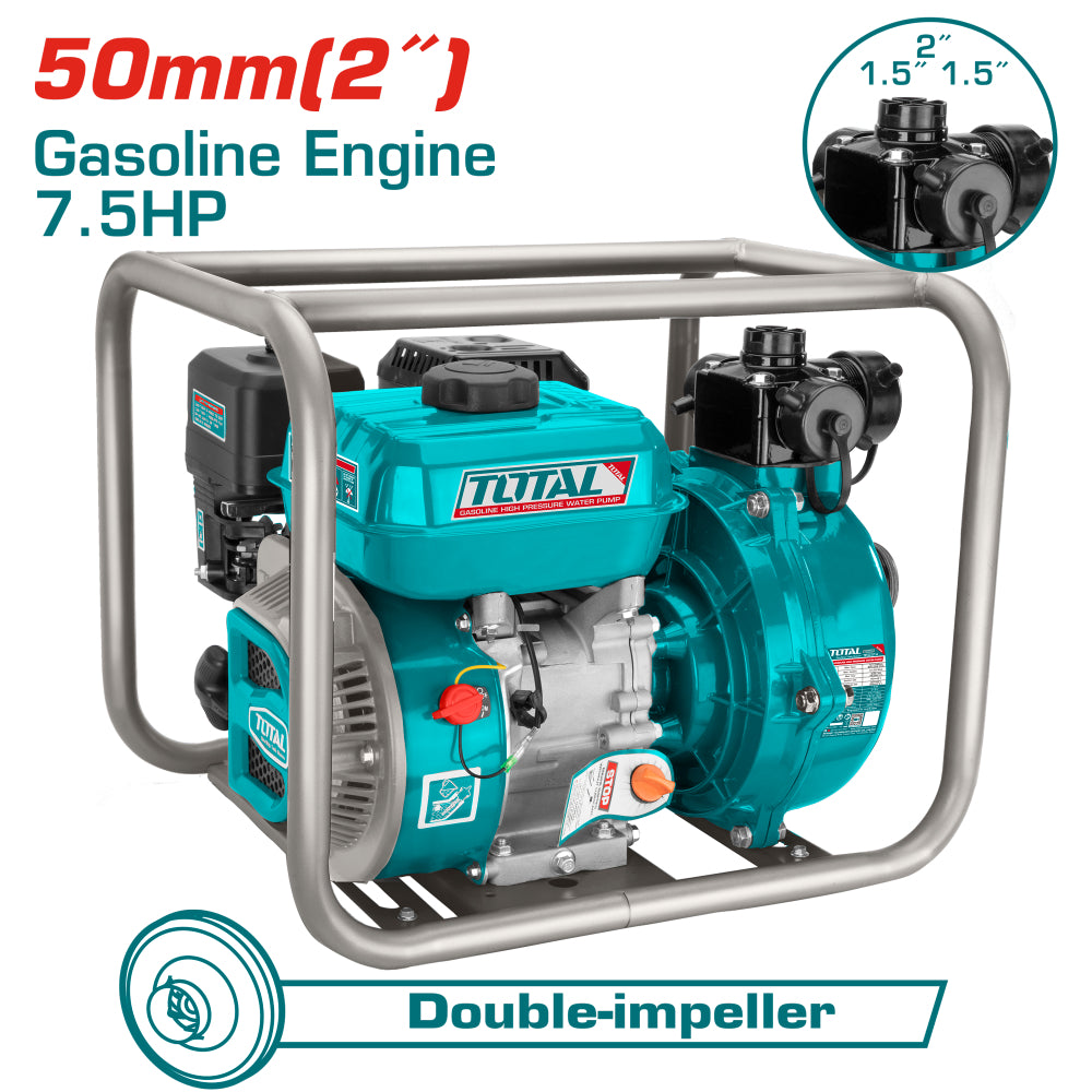 Бензинова моторна помпа с високо налягане TOTAL Industrial, 2", 18 m³/h, 80 м, 5.6 kW