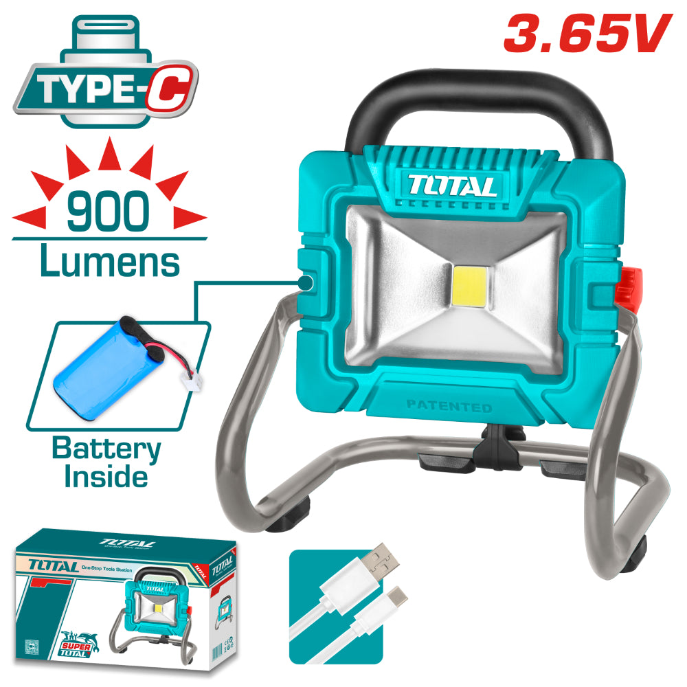 Акумулаторна LED работна лампа TOTAL, 3.6 V, 5000 mAh, 900 lm