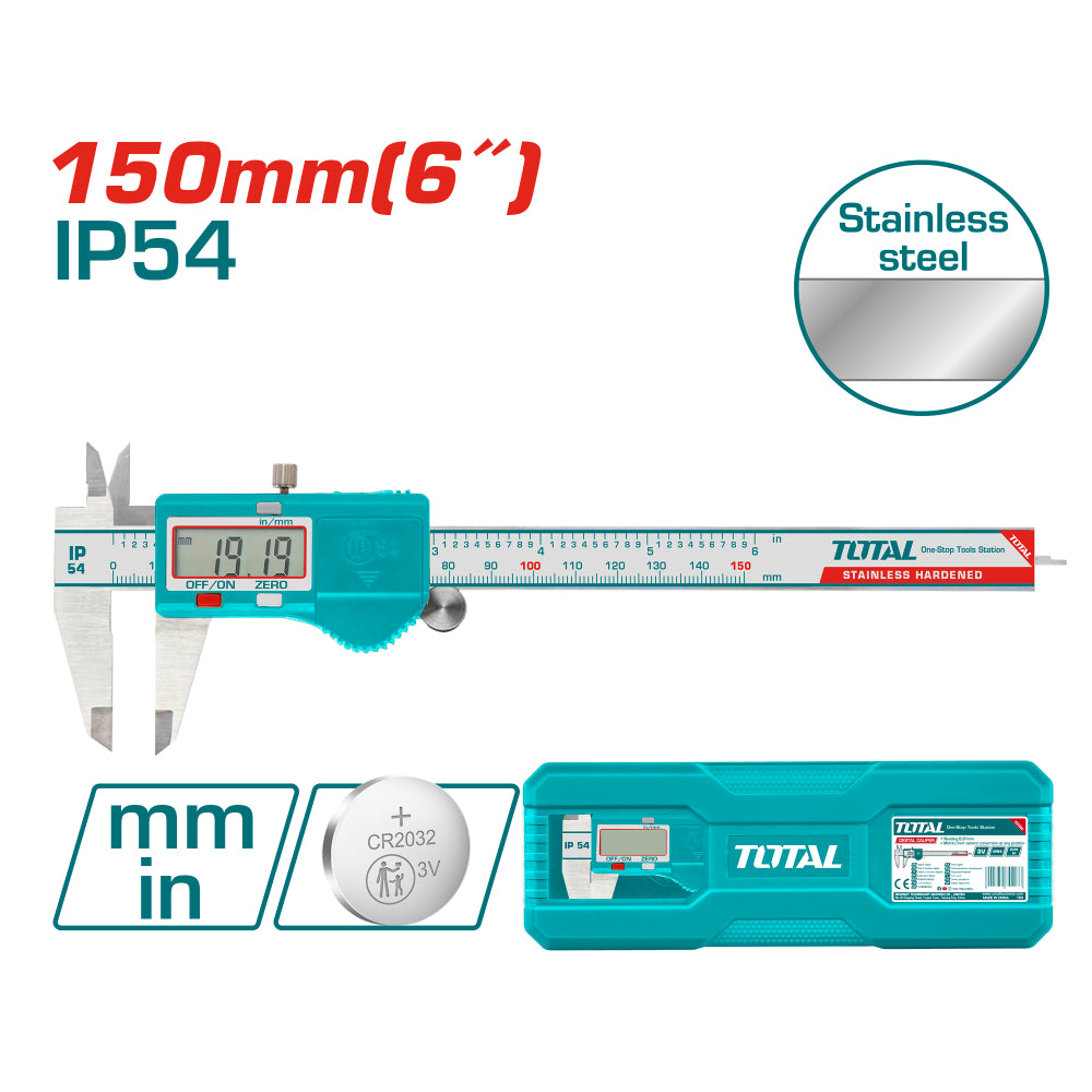 Дигитален шублер TOTAL, IP54, 150 мм