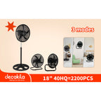 Вентилатор със стойка 3в1 DECAKILA, 60 W, черен, 2 броя