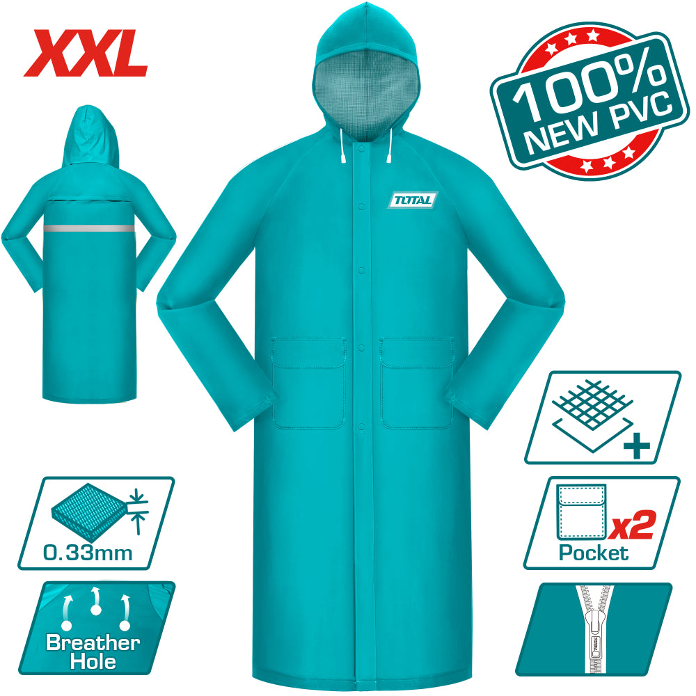 Дъждобран TOTAL, зелен, два джоба, XXL