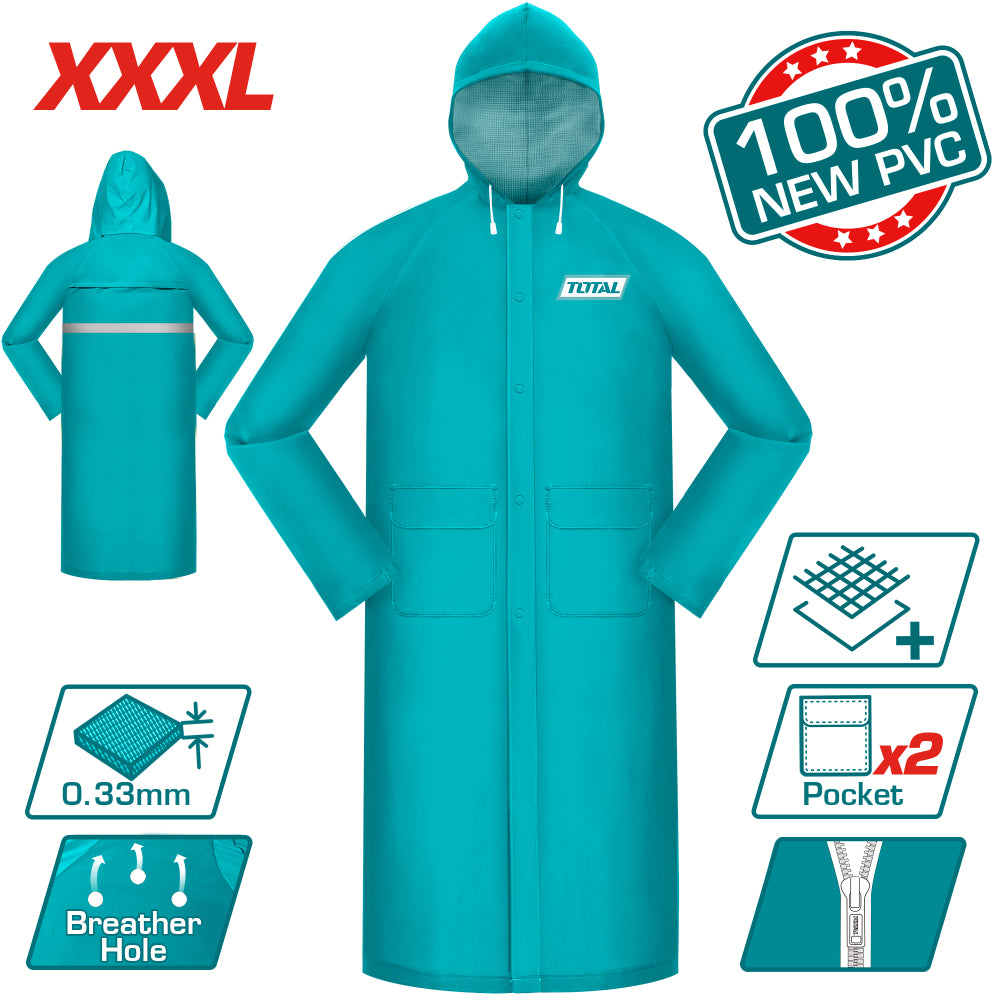 Дъждобран TOTAL, зелен, два джоба, XXXL