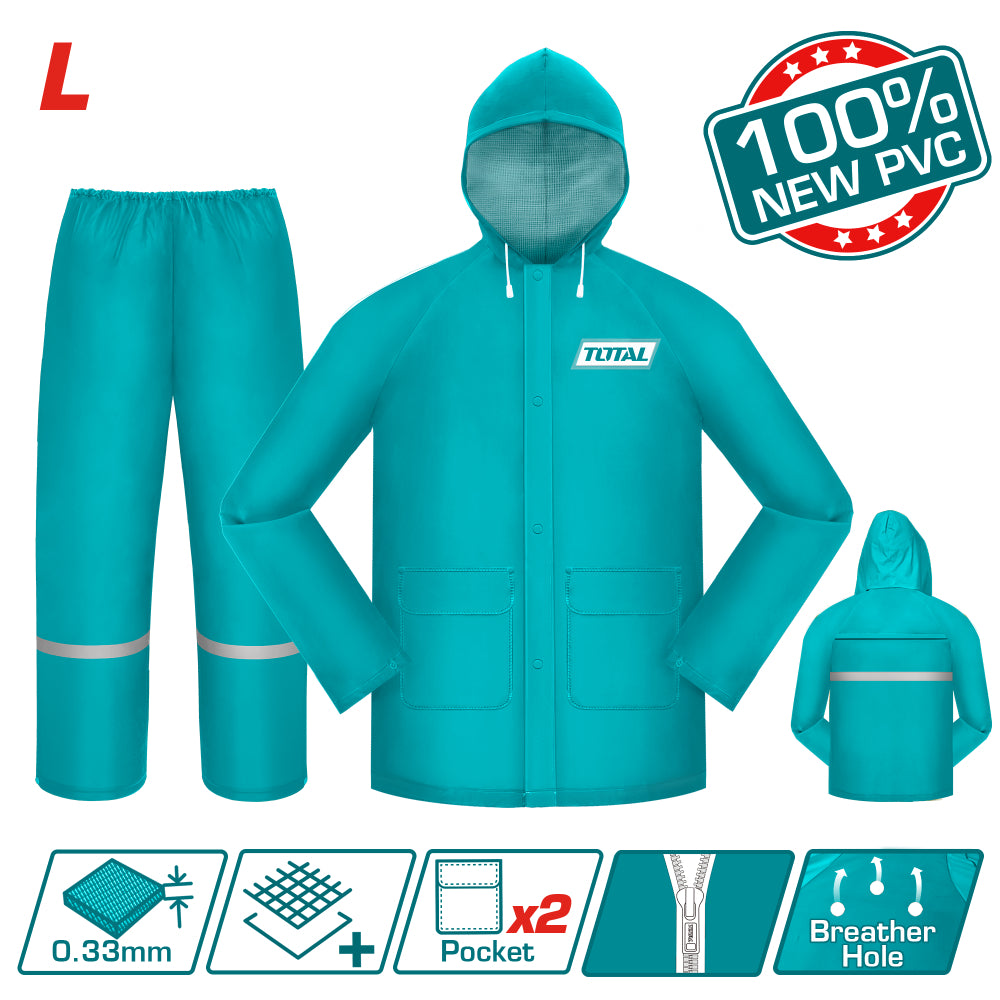Дъждобран TOTAL INDUSTRIAL, зелен, 2 части, L